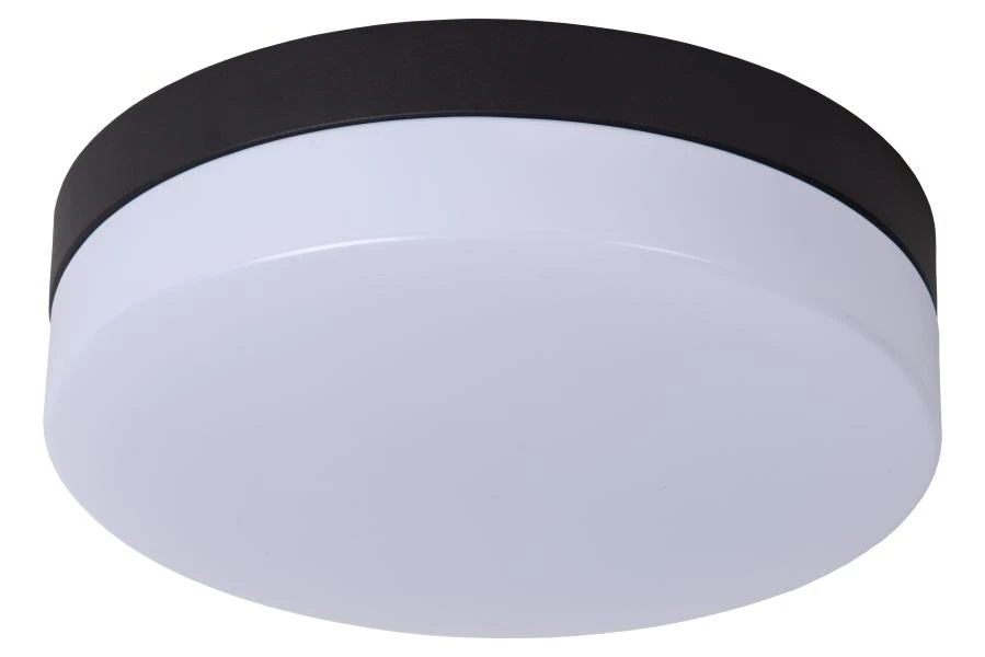 Lucide BISKIT - Deckenleuchte Badezimmer - Ø 23 cm - LED - 1x12W 2700K - IP44 - Bewegung und Tag/Nacht-Sensor - Schwarz - ausgeschaltet